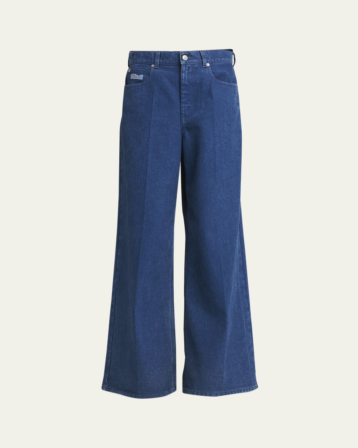 Marni Logo-Embroidered Five-Pocket Wide-Leg Denim Jeans