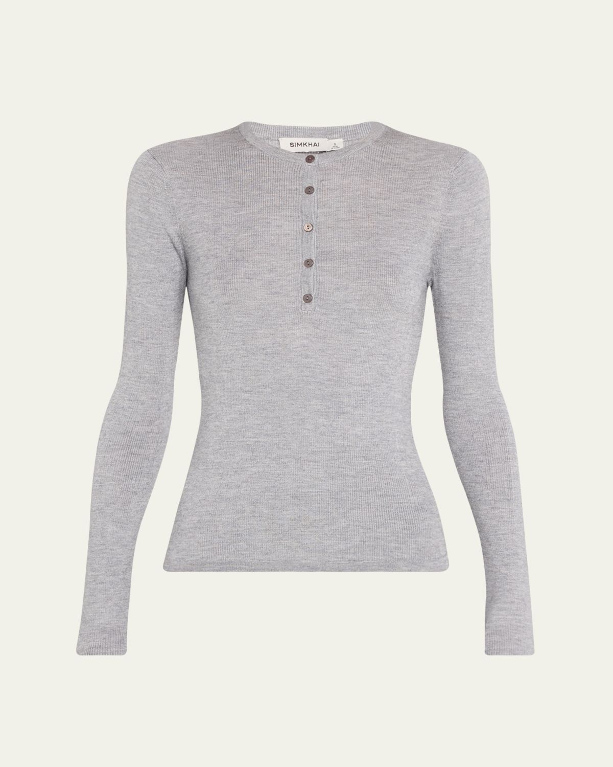 SIMKHAI Giorgia Silk and Cashmere Henley Top