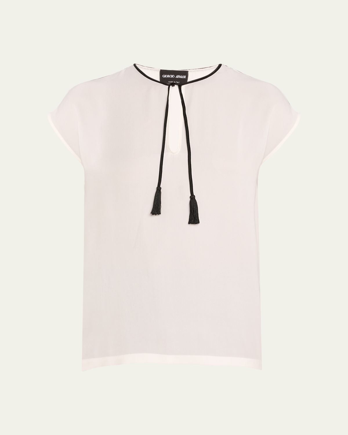 Giorgio Armani Silk Georgette Short Blouse with Tie Neck Detail | Thumbnail 6 Giorgio Armani Silk Georgette Short Blouse with Tie Neck Detail | Thumbnail 6