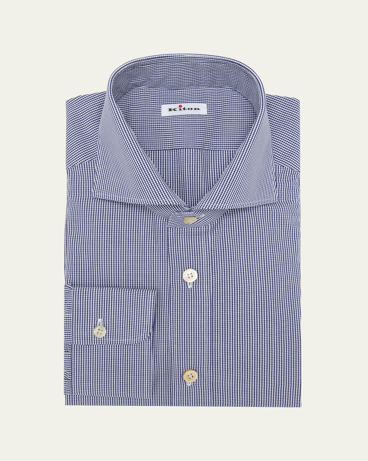 Kiton Men's Cotton Micro-Check Dress Shirt