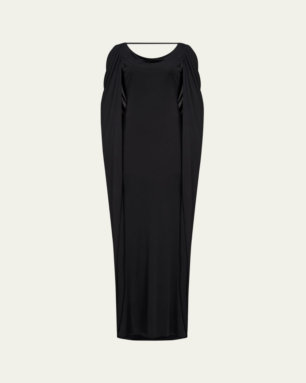 Halston Akeem Cowl-Neck Jersey Cape Gown