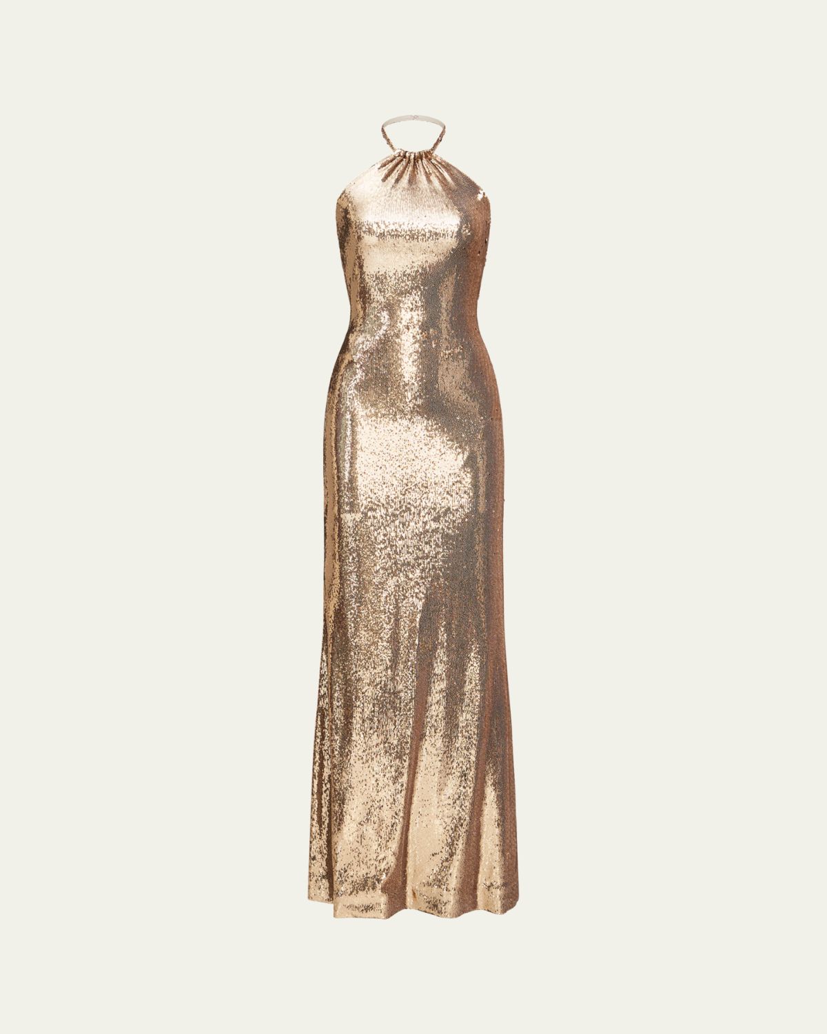 Halston Jun Sequin Halter Column Gown