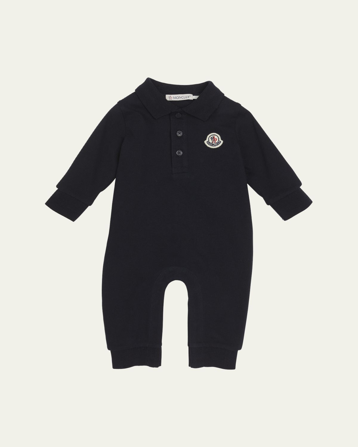 Moncler Boy's Logo-Print Polo Romper, Size Newborn-24M