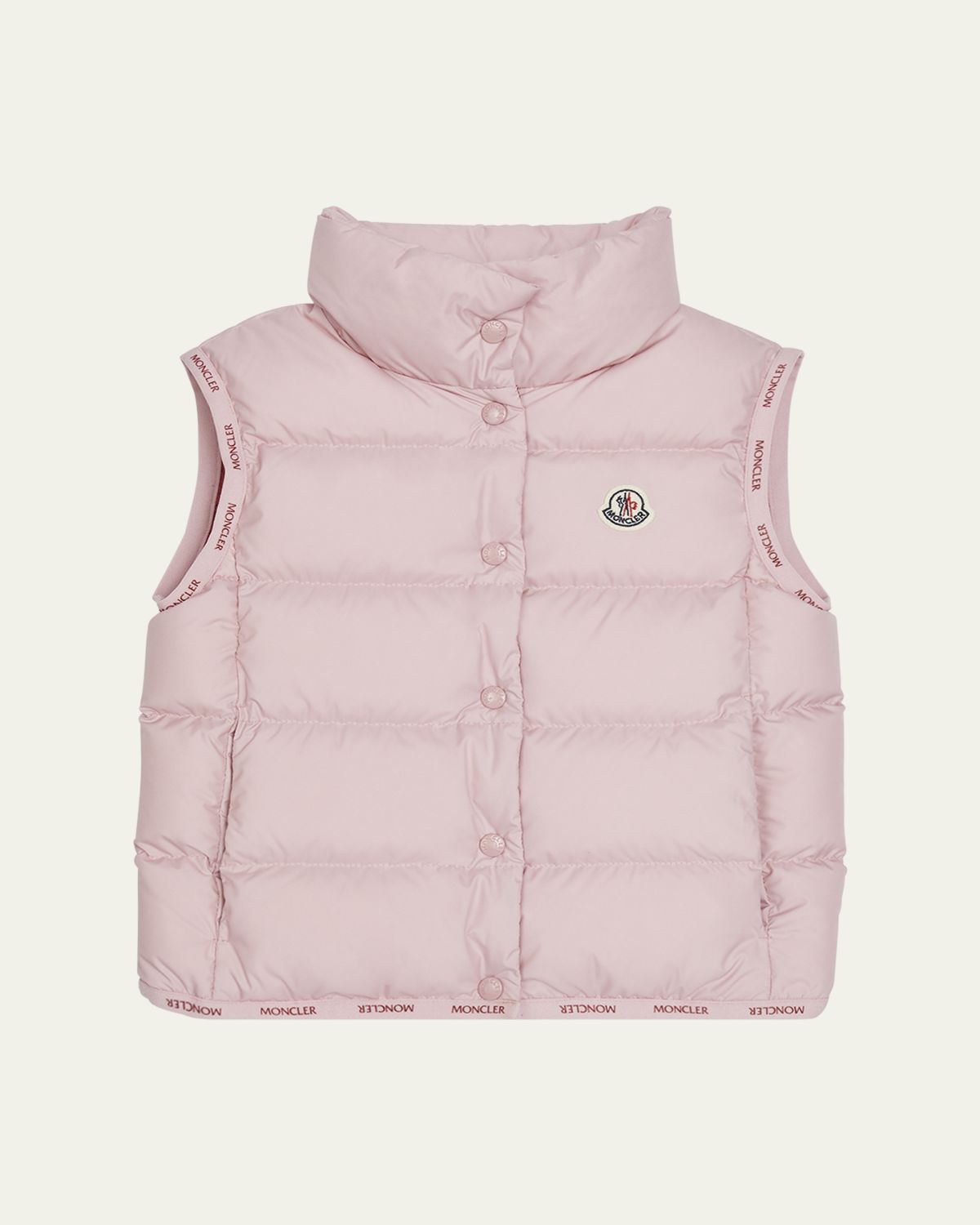 Moncler Girl's Badia Logo Tape Puffer Vest, Size 8-14