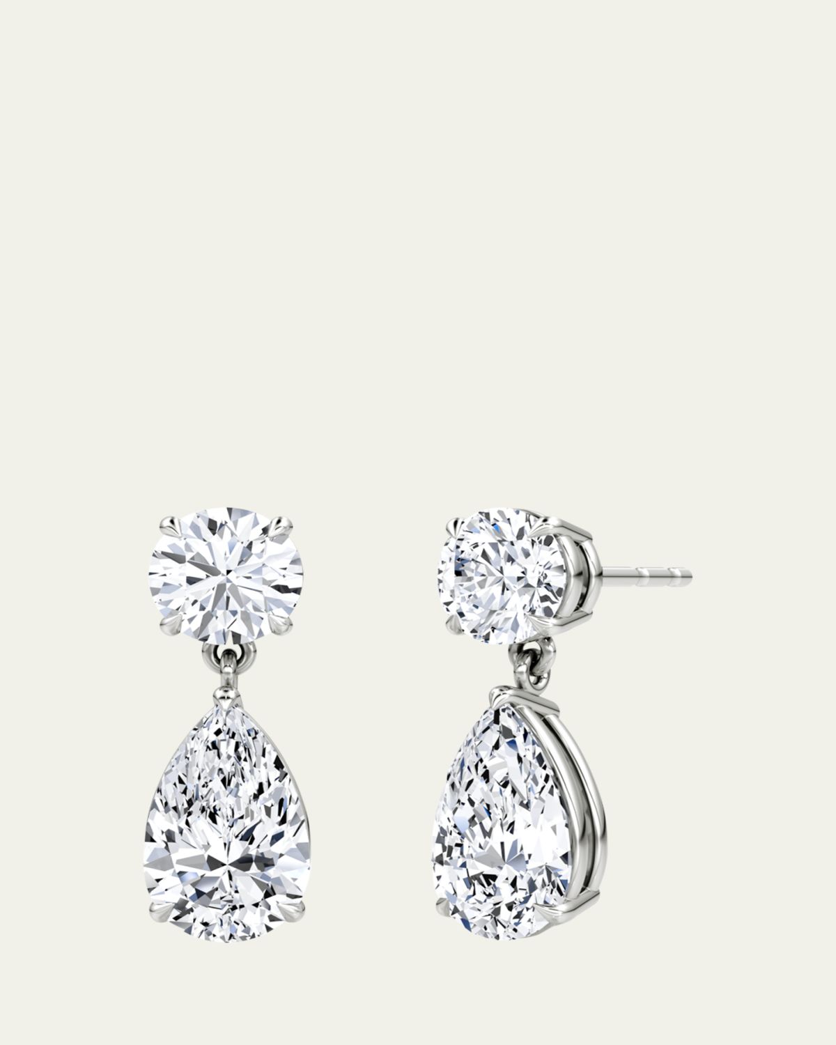VRAI 14K White Gold Duo Lab Grown Diamond Pear Drop Earrings, 3.00tcw