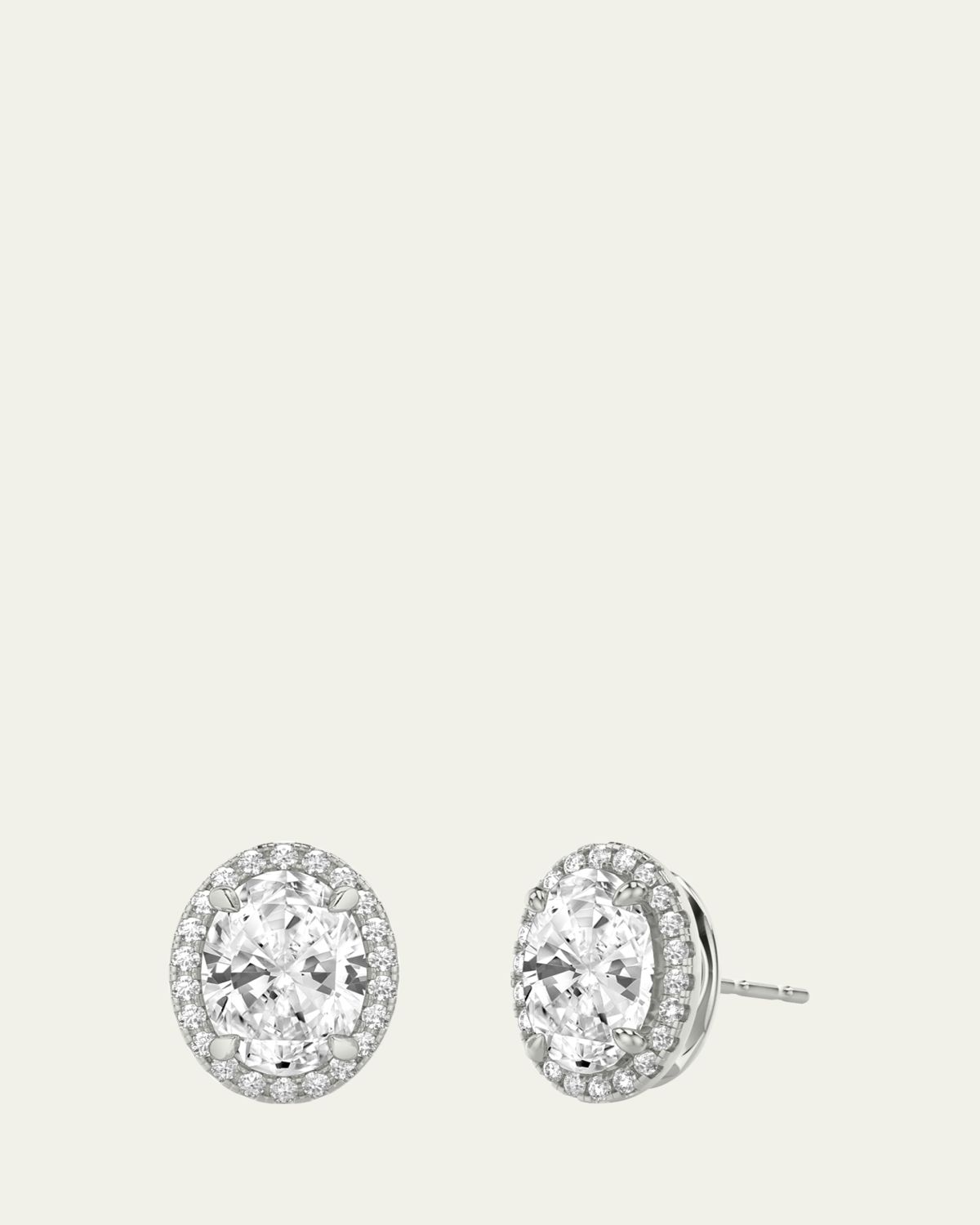 VRAI 14K White Gold Oval Halo Lab Grown Diamond Stud Earrings, 2.00tcw