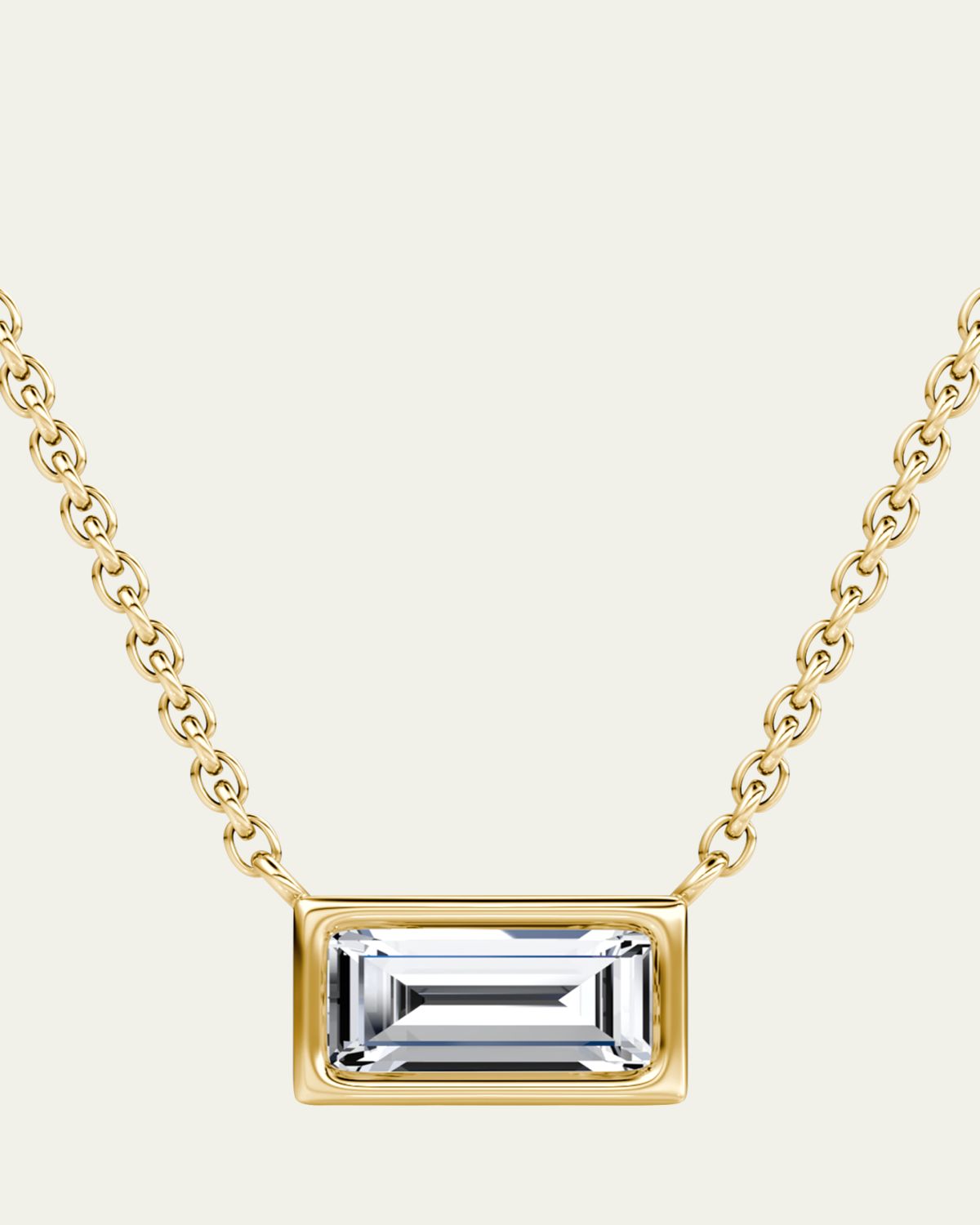 VRAI 14K Yellow Gold Bezel Lab Grown Diamond Necklace, 18"L, 0.5tcw