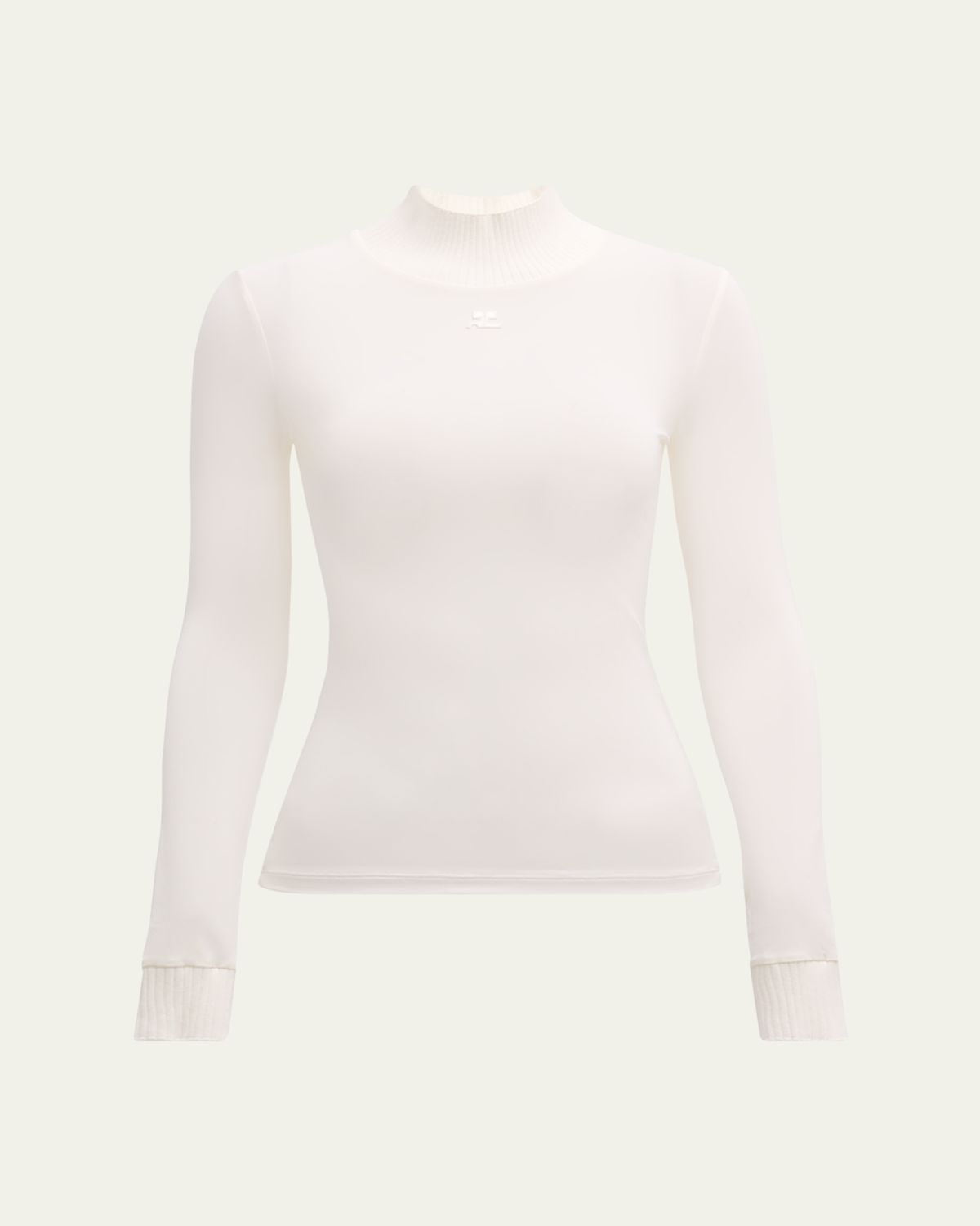 Courreges Re-Edition Mock-Neck Long-Sleeve Fitted Top
