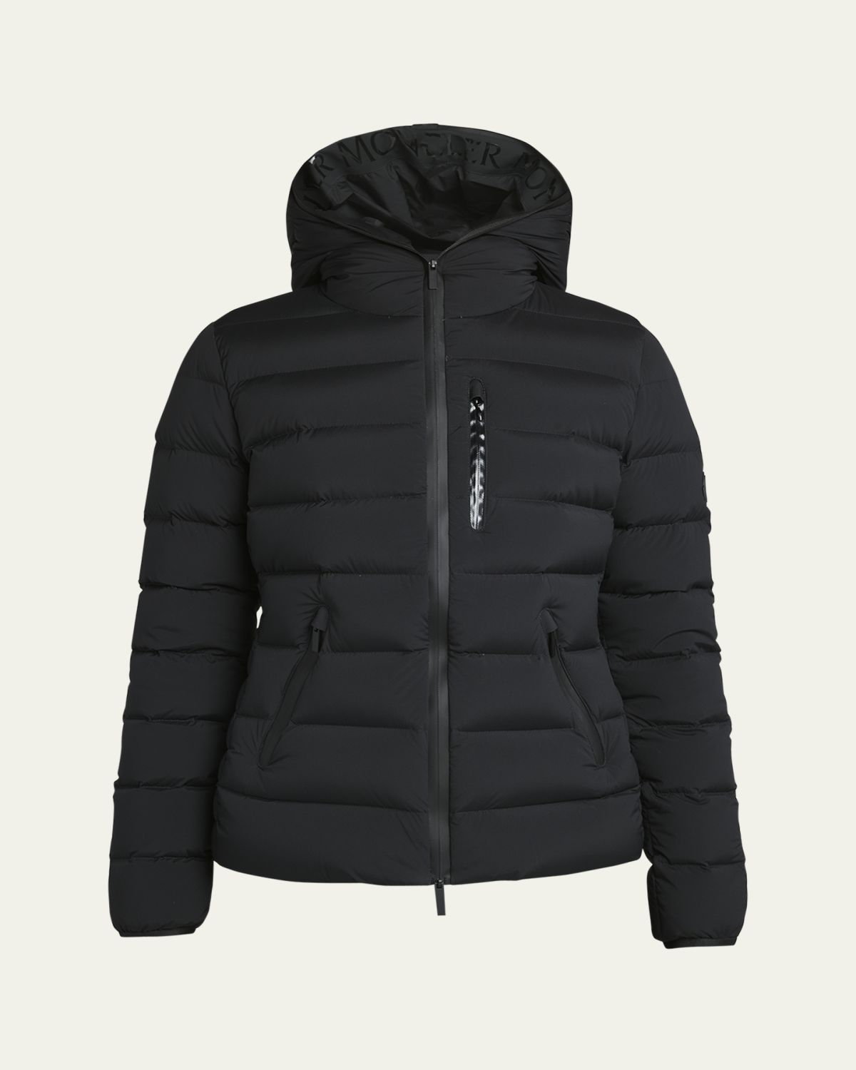 Moncler Herbe Stretch Nylon Hooded Puffer Jacket