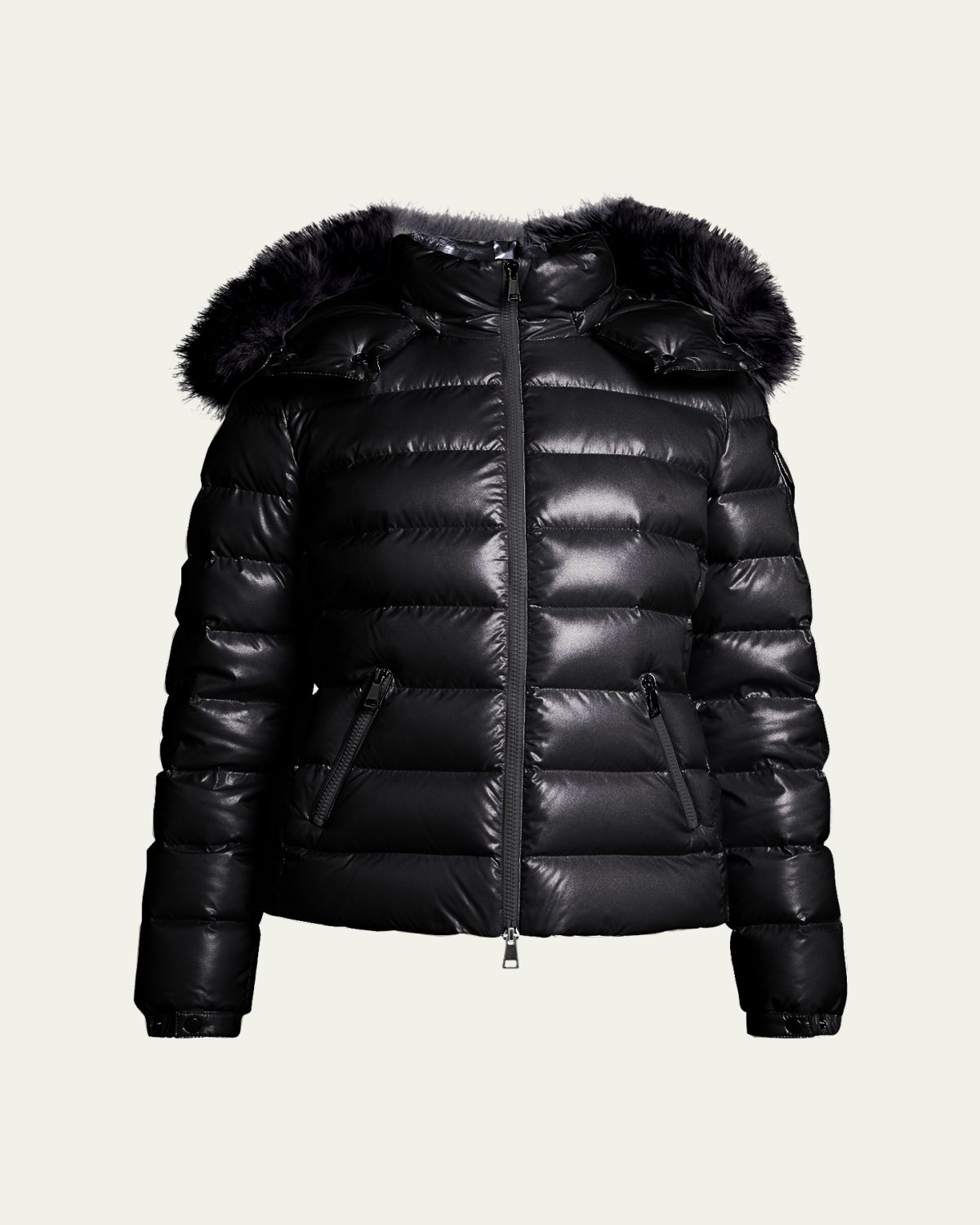 Moncler Badyf Faux Fur-Trimmed Hooded Short Down Jacket