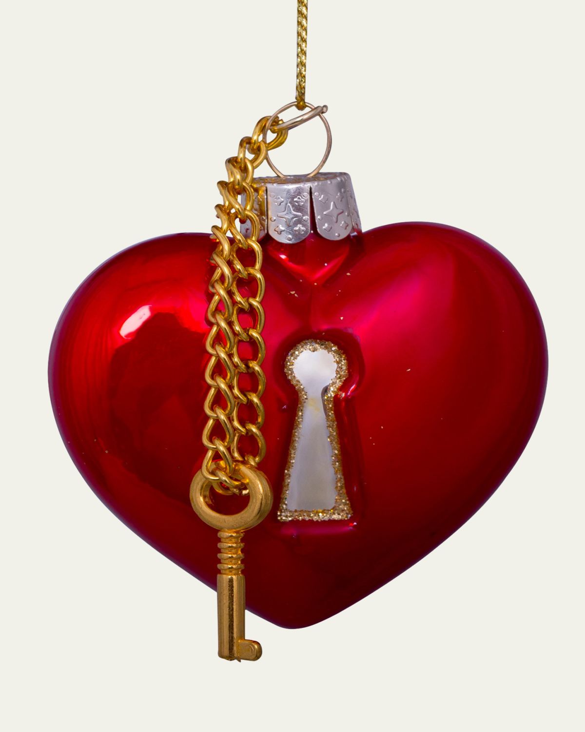 Vondels Heart with Key Lock Christmas Ornament