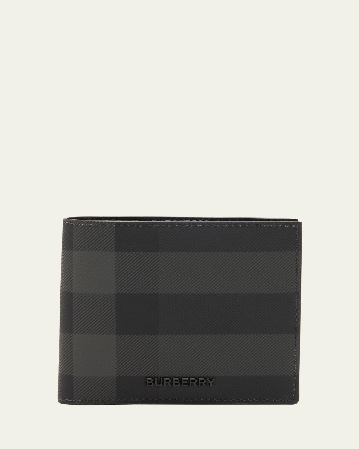 Burberry Men's Charcoal Check Bifold Wallet