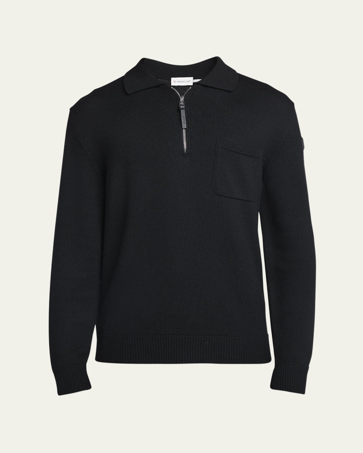 Moncler Men's Long-Sleeve Zip Polo Sweater | Thumbnail 6 Moncler Men's Long-Sleeve Zip Polo Sweater | Thumbnail 6