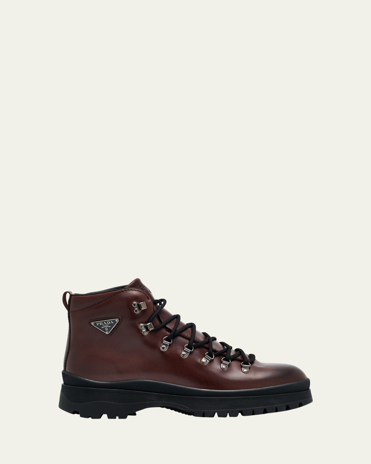 Prada Men's Brixxen Leather Lace-Up Boots