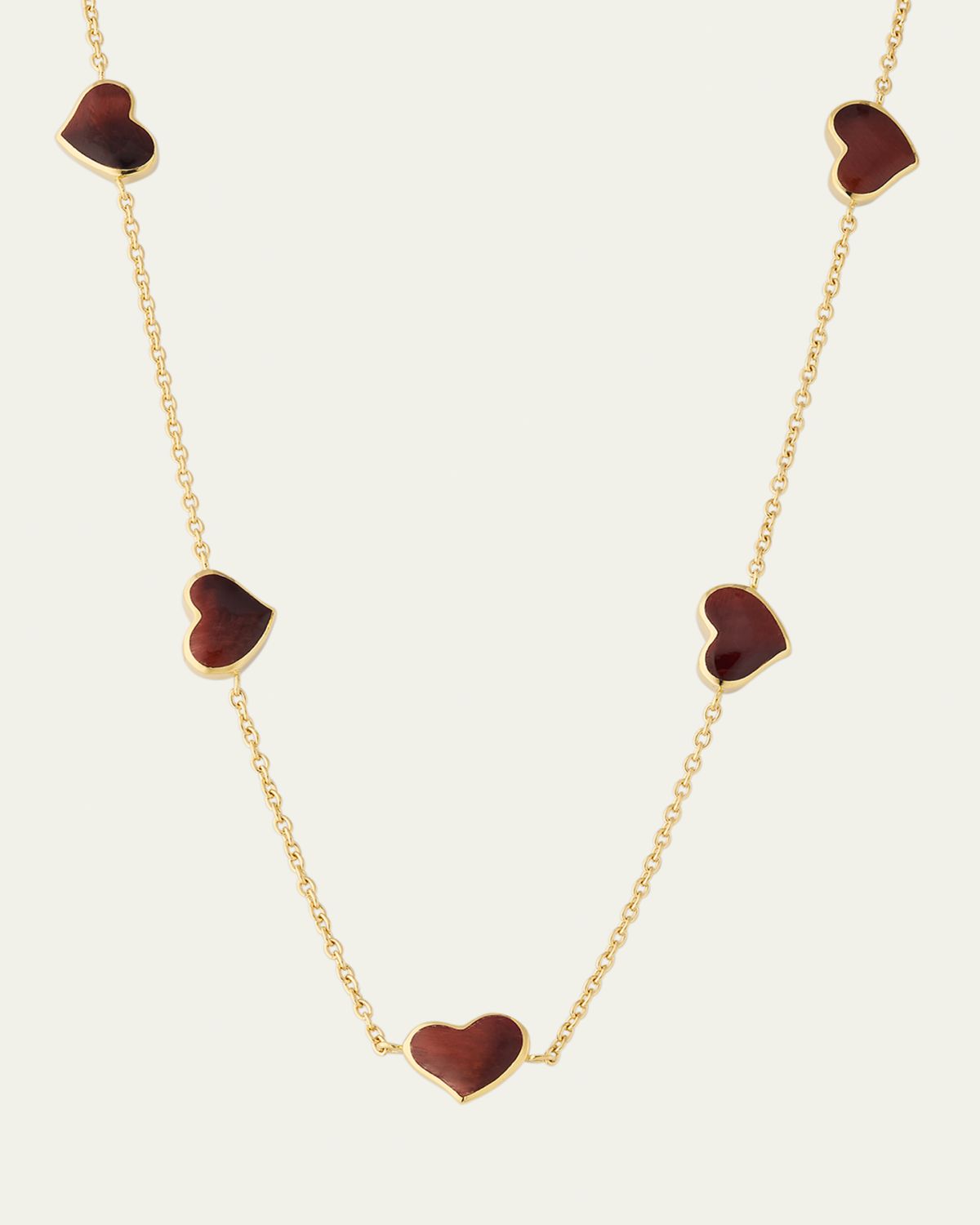 Jan Leslie 18K Gold Plated 5 Station Heart Necklace, 30"L | Thumbnail 6 Jan Leslie 18K Gold Plated 5 Station Heart Necklace, 30"L | Thumbnail 6