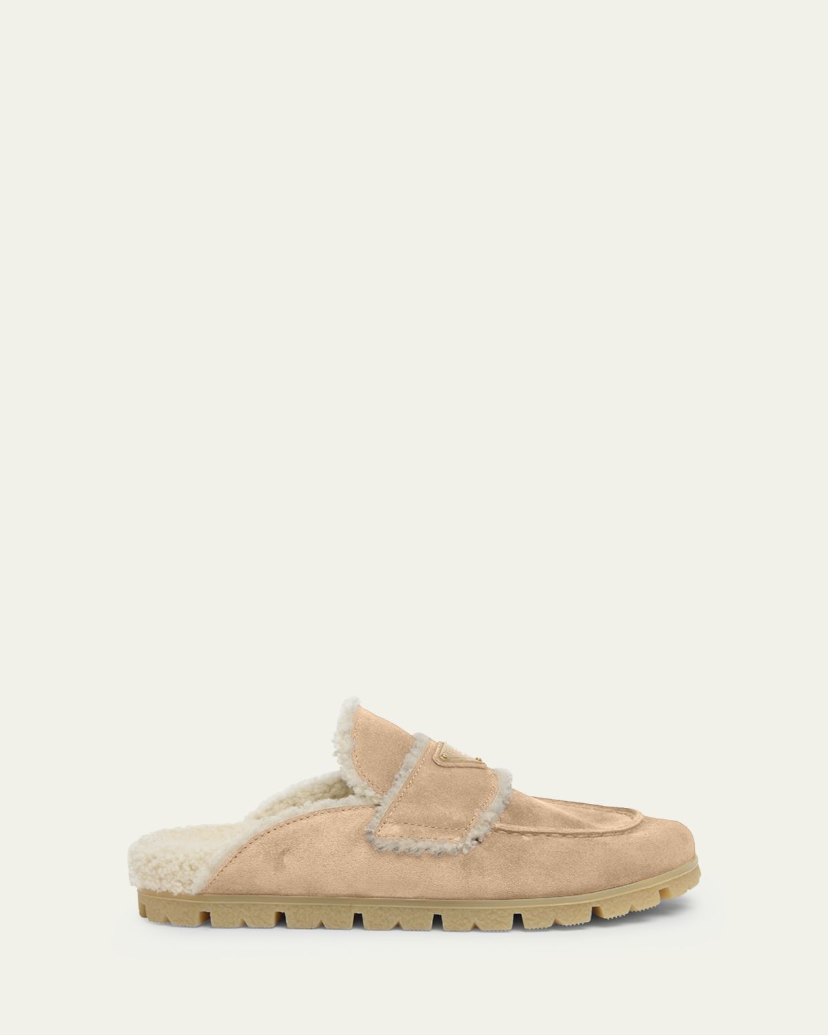 Prada Suede Shearling Cozy Loafer Mules