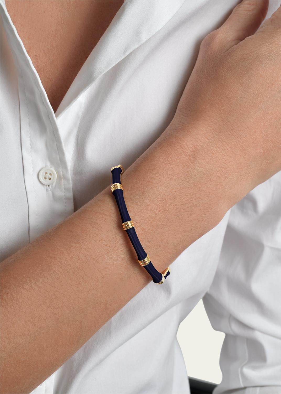 Anabel Aram Jewelry Bamboo Enameled Hinged Bangle | Thumbnail 2