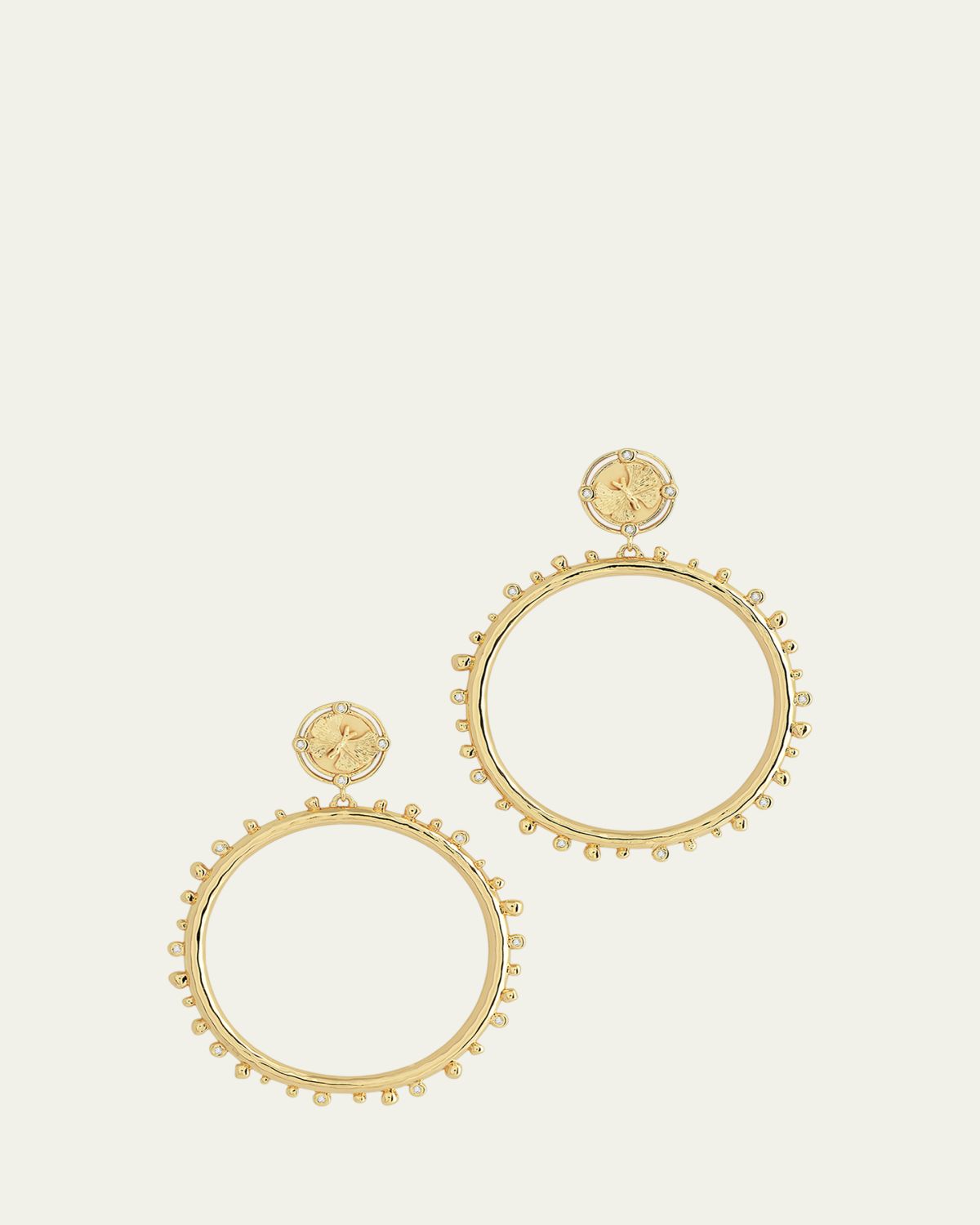 Anabel Aram Jewelry Butterfly Coin Molten Hoop Earrings