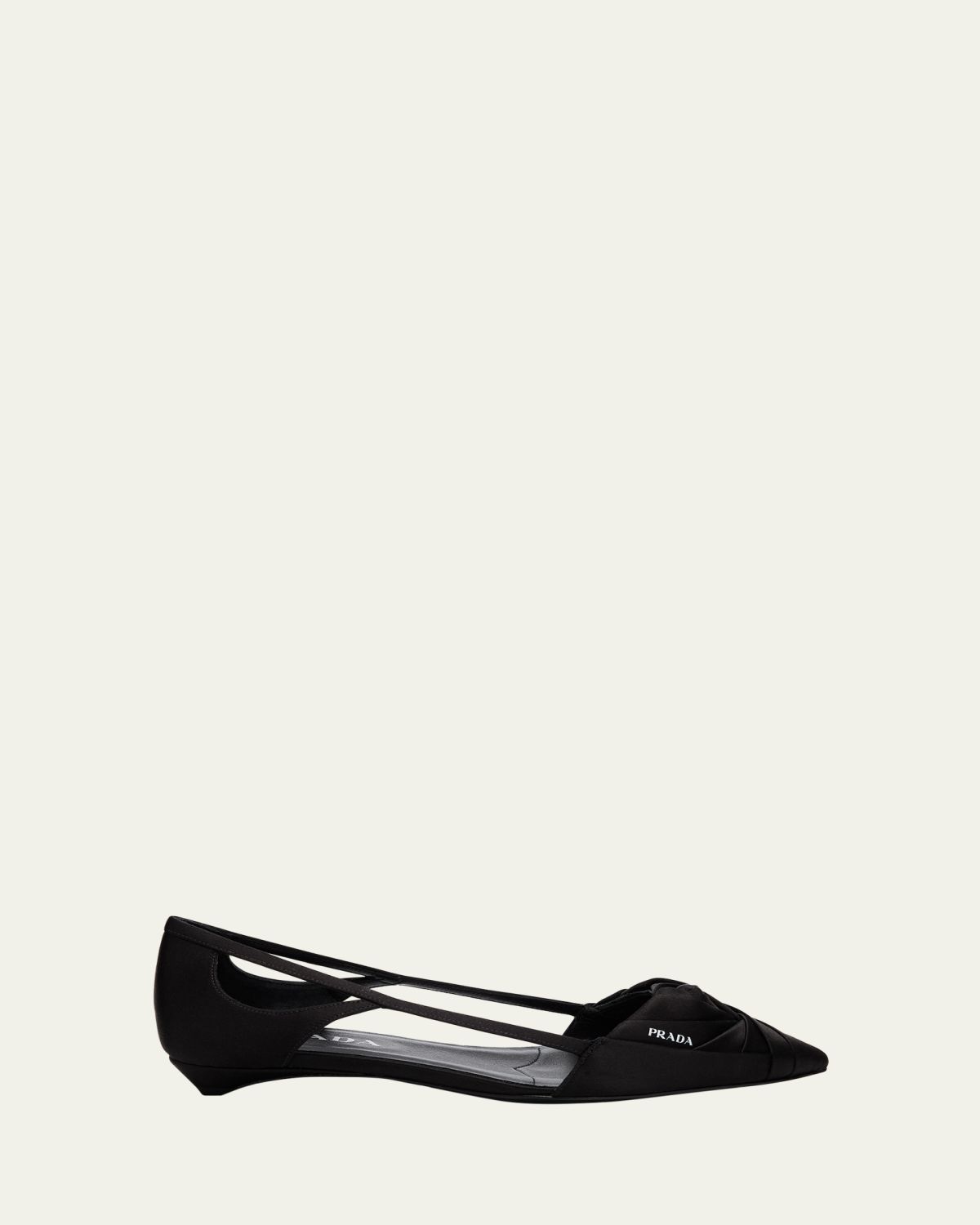 Prada Satin Rose Cutout Ballerina Flats