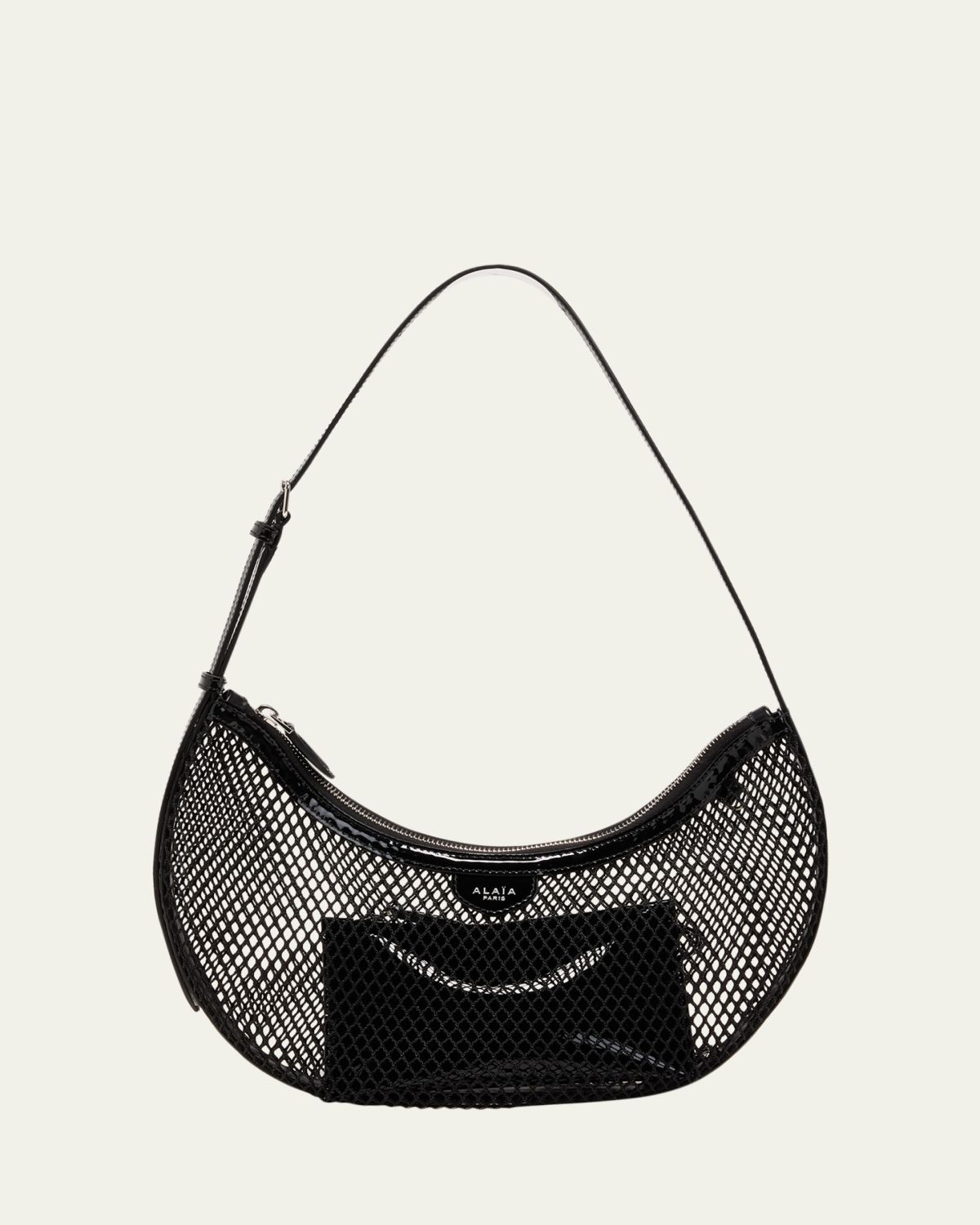 ALAIA One Piece Demi Perforated Shoulder Bag in Leather and Nylon | Thumbnail 6 ALAIA One Piece Demi Perforated Shoulder Bag in Leather and Nylon | Thumbnail 6