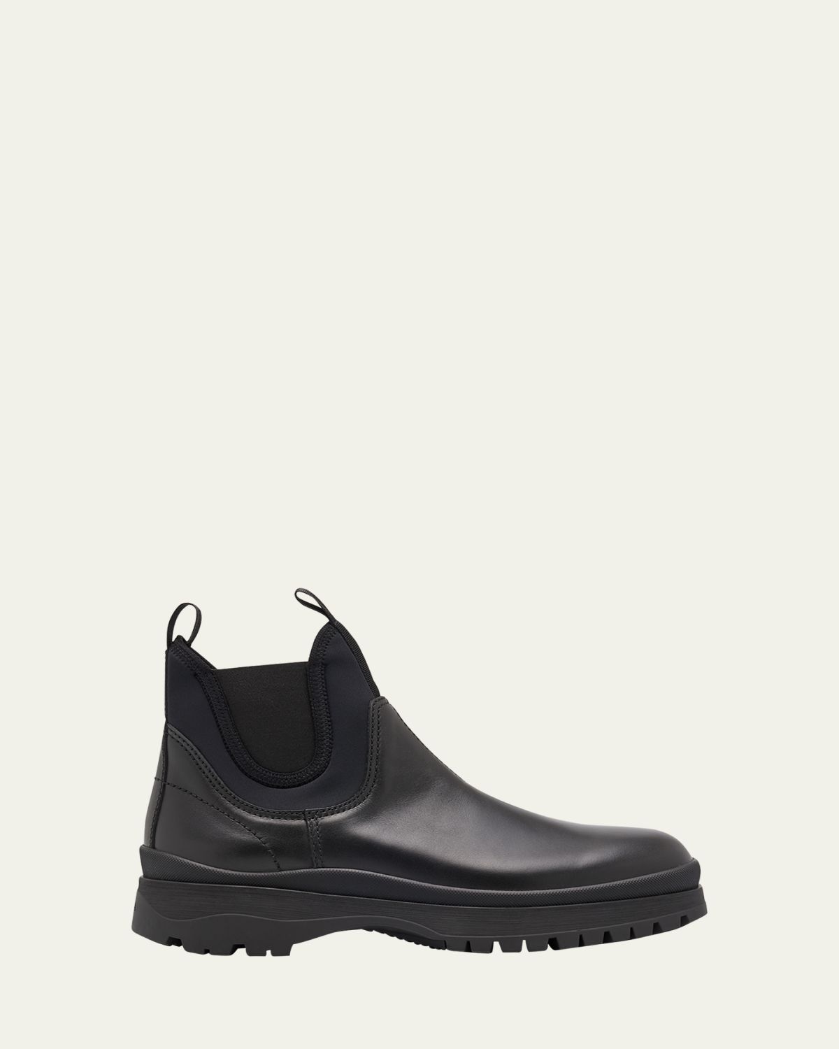 Prada Men's Brixxen Leather and Neoprene Chelsea Boots