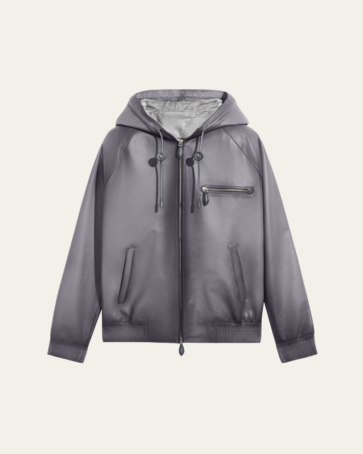 Berluti Men's Patina Leather Full-Zip Hoodie