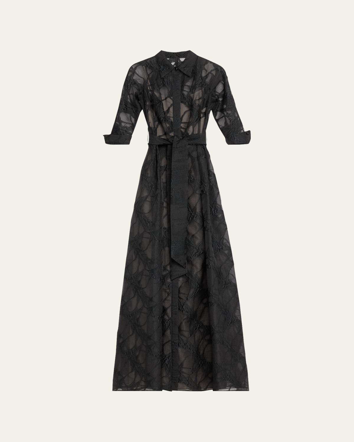 Rickie Freeman for Teri Jon A-Line Organza Jacquard Shirt Gown