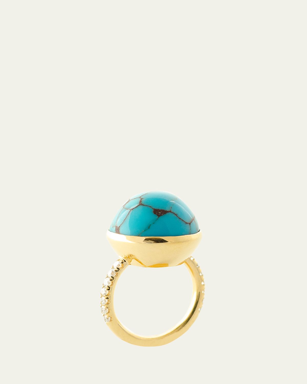 Haute Victoire One Of A Kind Turquoise Dome and Diamond Ring, Size