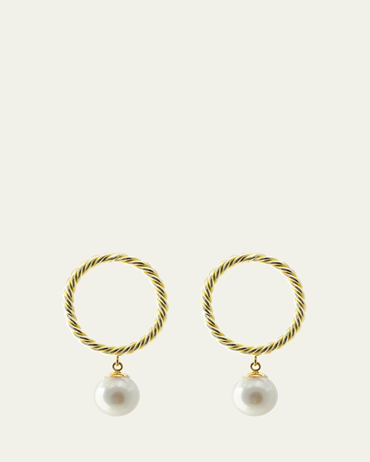 Haute Victoire Akoya Pearl Hand-Twisted 18K Yellow Gold Earrings