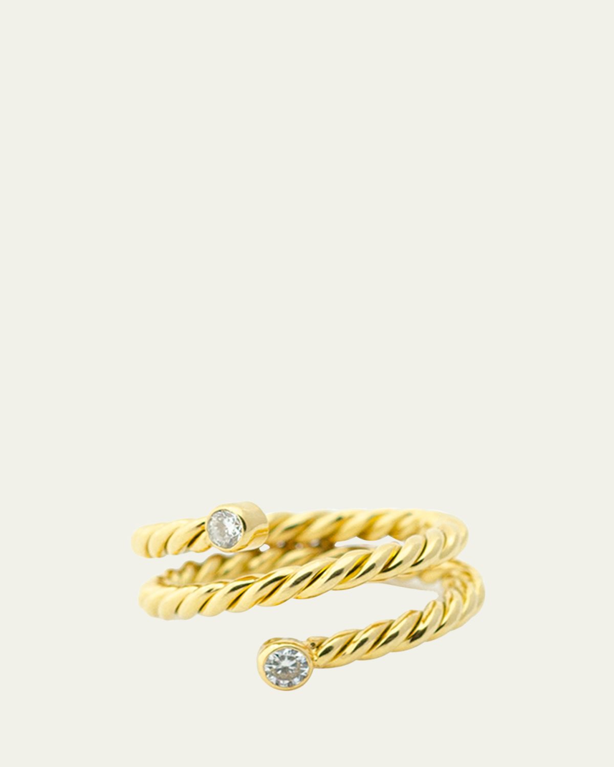 Haute Victoire Toi et Moi Hand-Twisted 18K Yellow Gold Diamond Ring, Size
