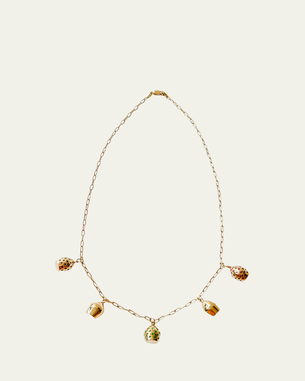 Haute Victoire Colored Stone 5 Lune Necklace, 15"L