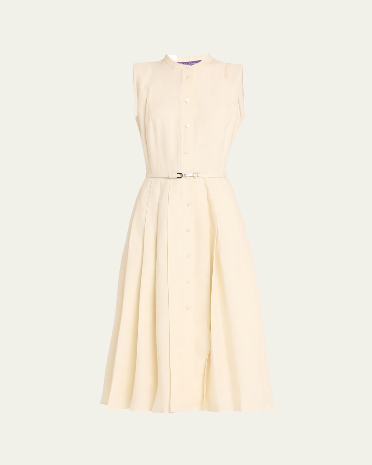 Ralph Lauren Collection Freida Pleated Belted Midi Dress