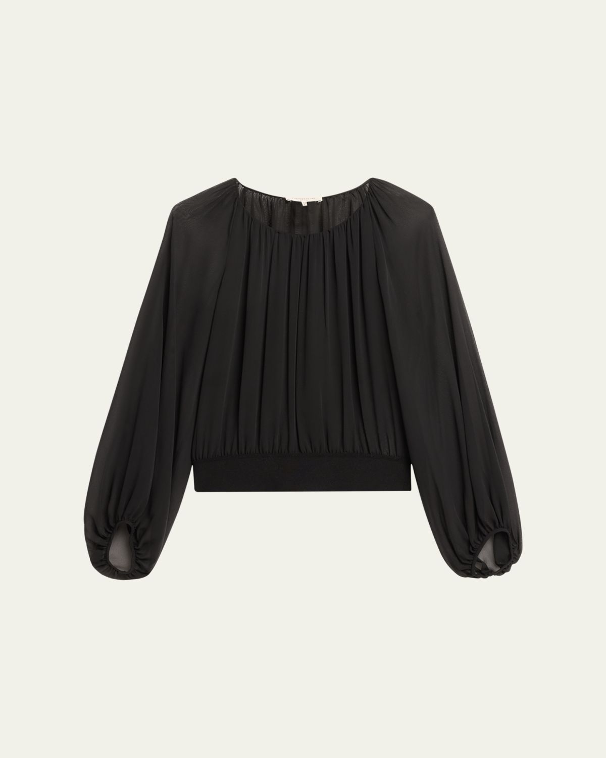 Lafayette 148 New York Ruched Balloon-Sleeve Silk Georgette Blouse