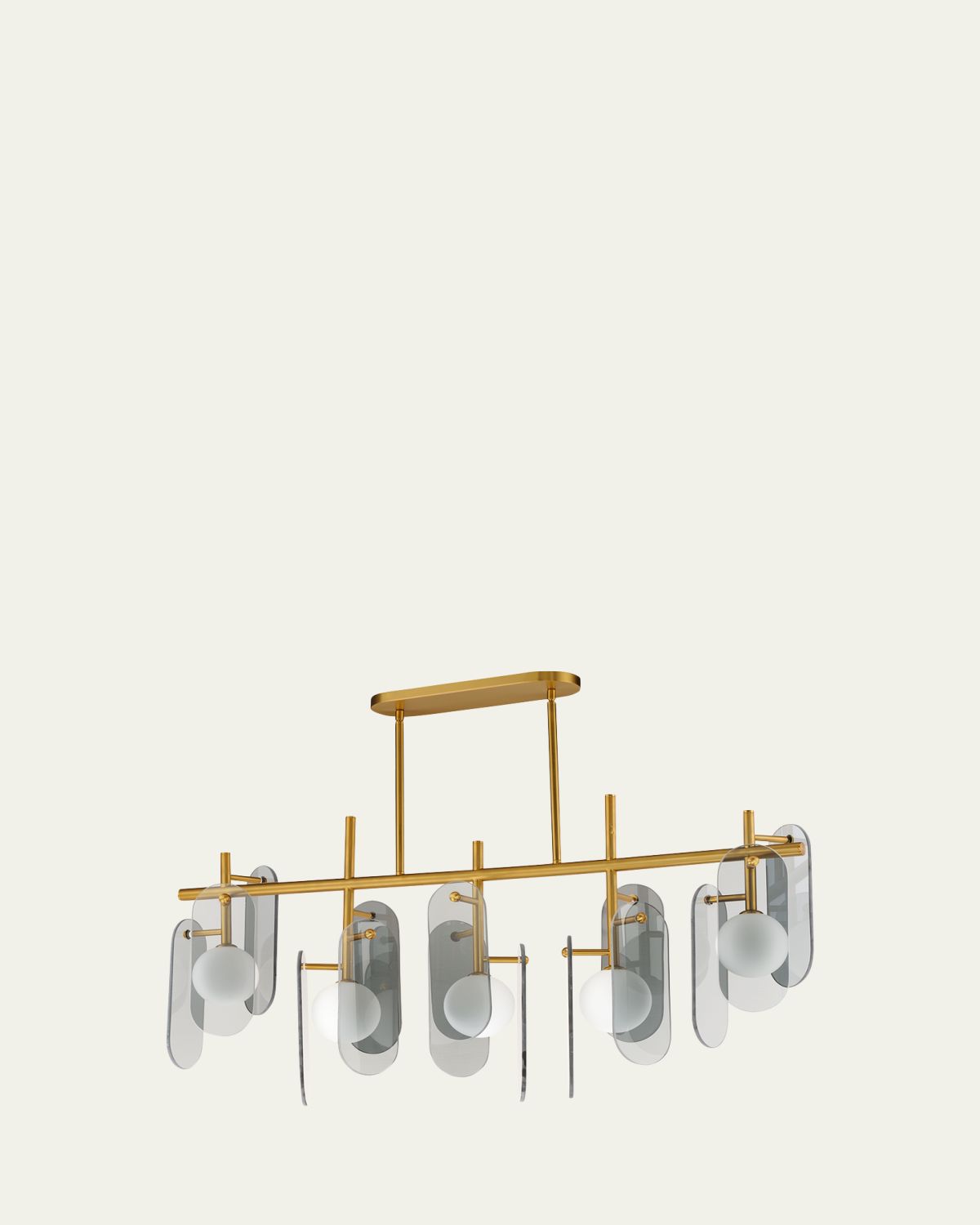 Studio M Megalith Glass Mirror Smoke 47" 5-Light Linear Chandelier