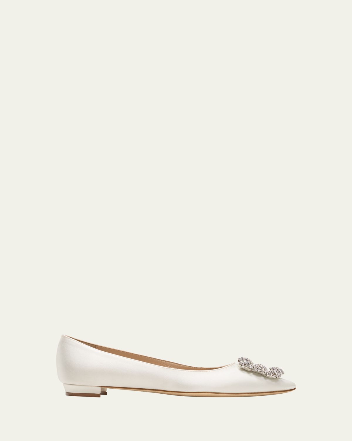 Manolo Blahnik Hangisi Satin Buckle Ballerina Flats