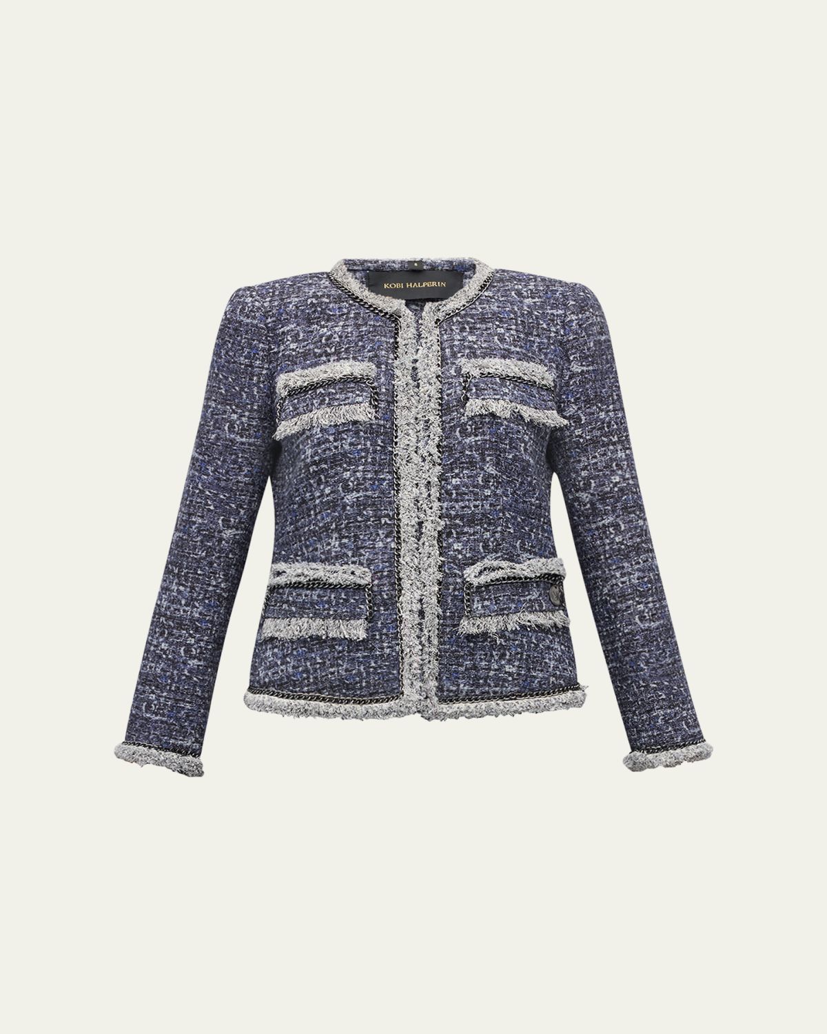 Kobi Halperin Keaton Chain-Trim Fringed Tweed Jacket