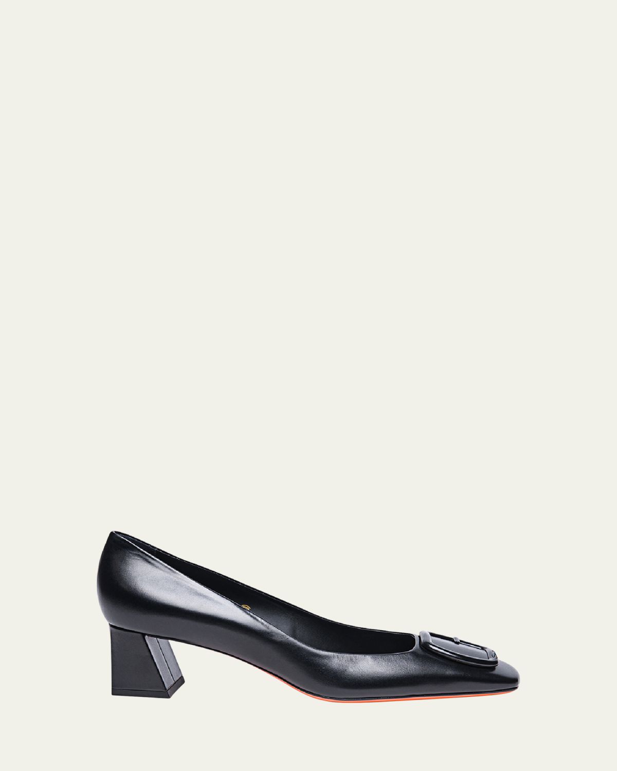 Santoni Calfskin Buckle Block-Heel Pumps