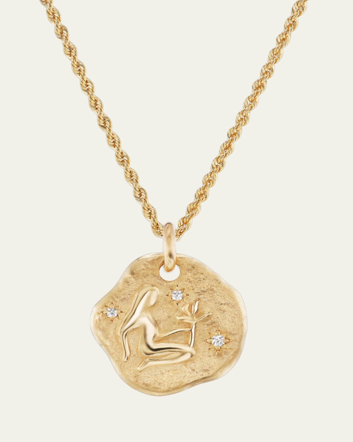 Aaryah 18K Yellow Gold Large Diamond Zodiac Pendant Necklace | Thumbnail 3 Aaryah 18K Yellow Gold Large Diamond Zodiac Pendant Necklace | Thumbnail 3