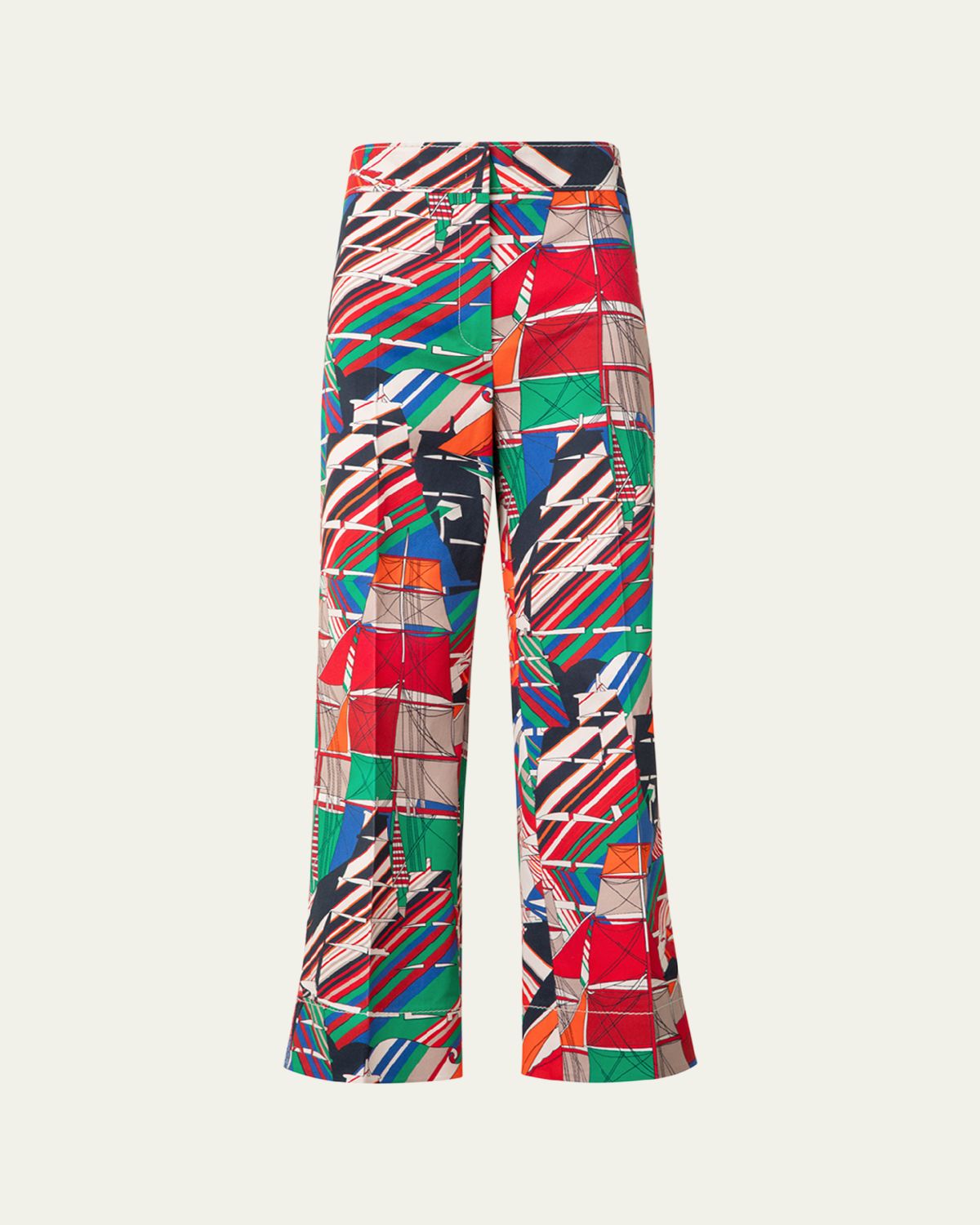 Akris punto Chieko Denim Sea Clipper Print Cropped Pants