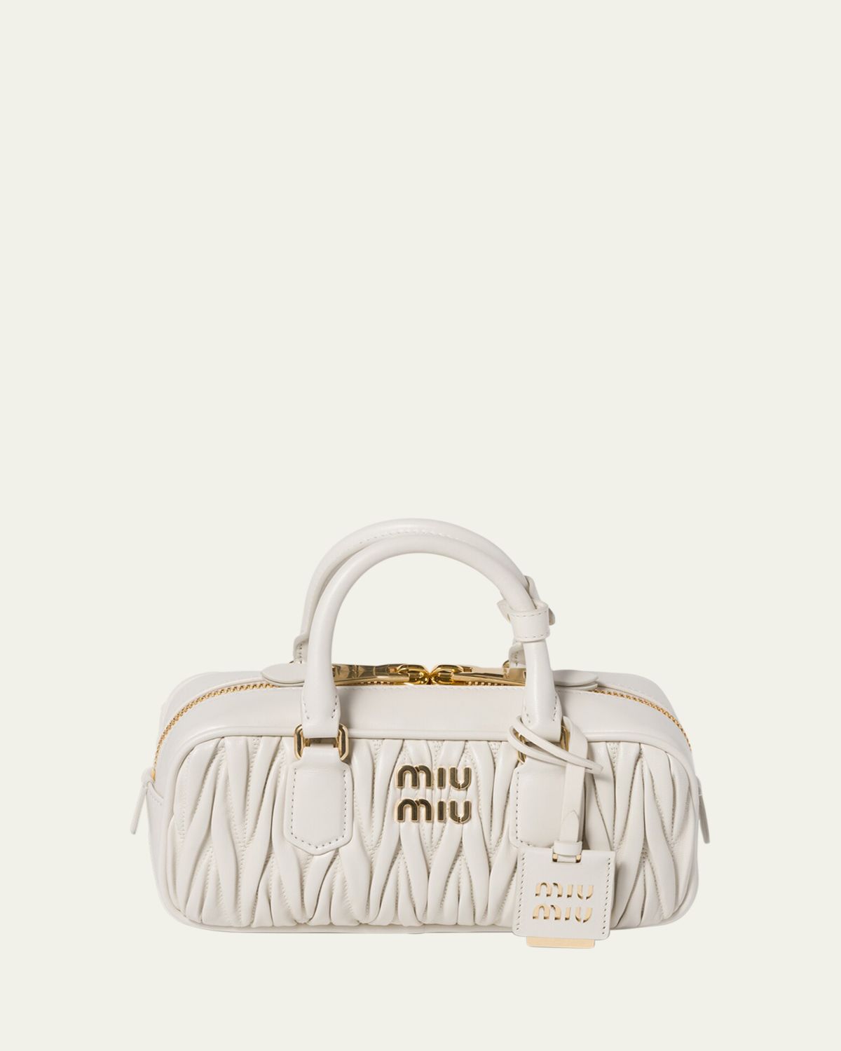 Miu Miu Zip Quilted Leather Top-Handle Bag