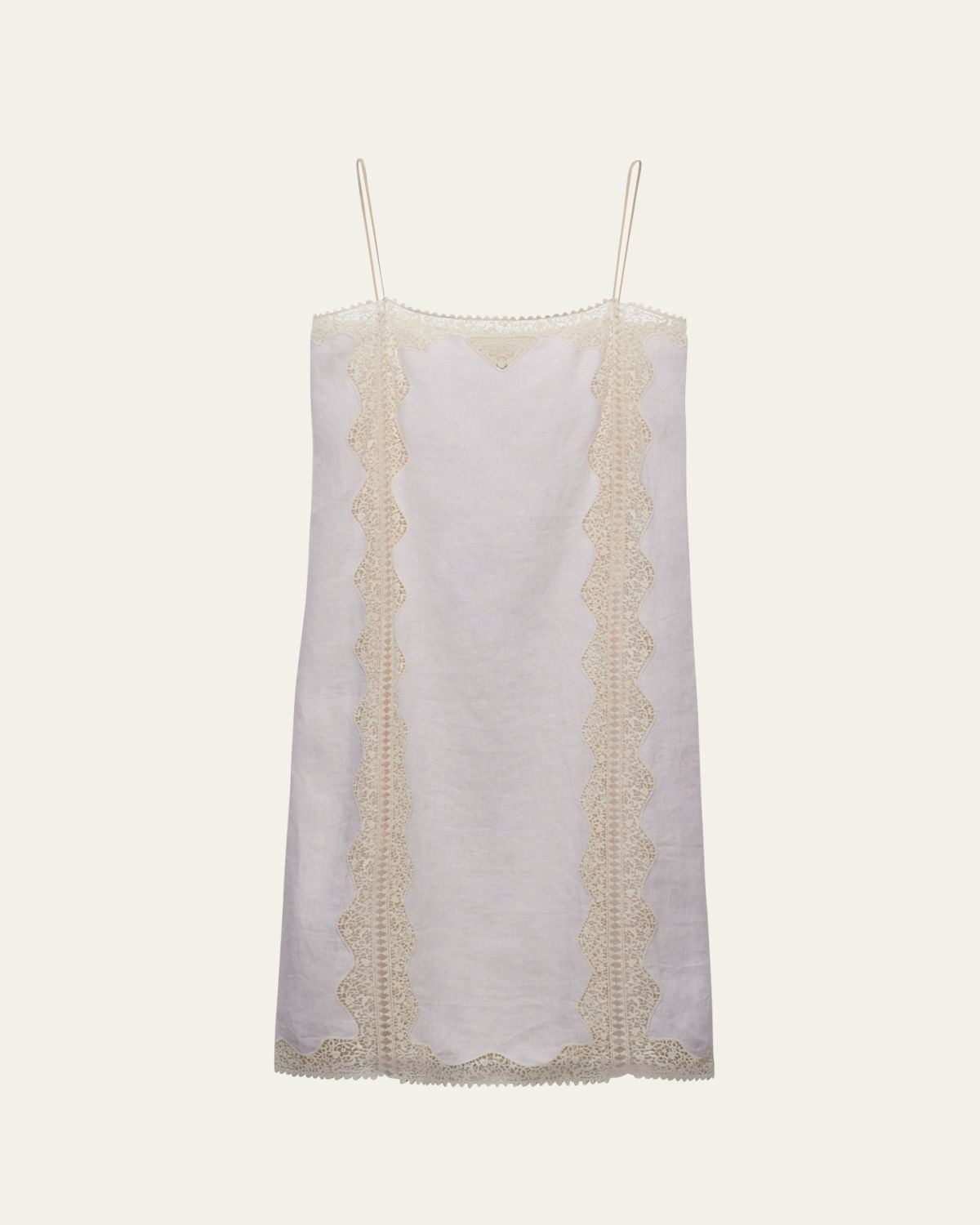 Prada Linen Midi Dress with Lace Embroidery | Thumbnail 4 Prada Linen Midi Dress with Lace Embroidery | Thumbnail 4
