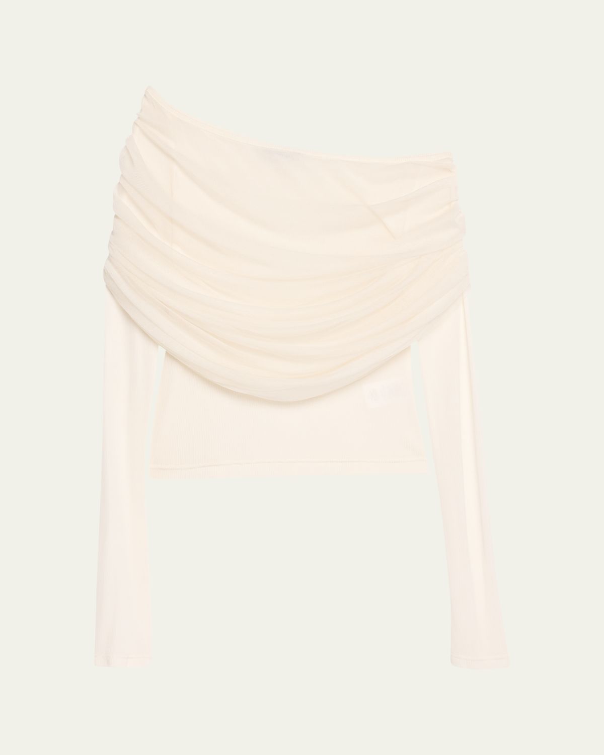 Christopher Esber Sonora Veiled Off-Shoulder Tulle Top