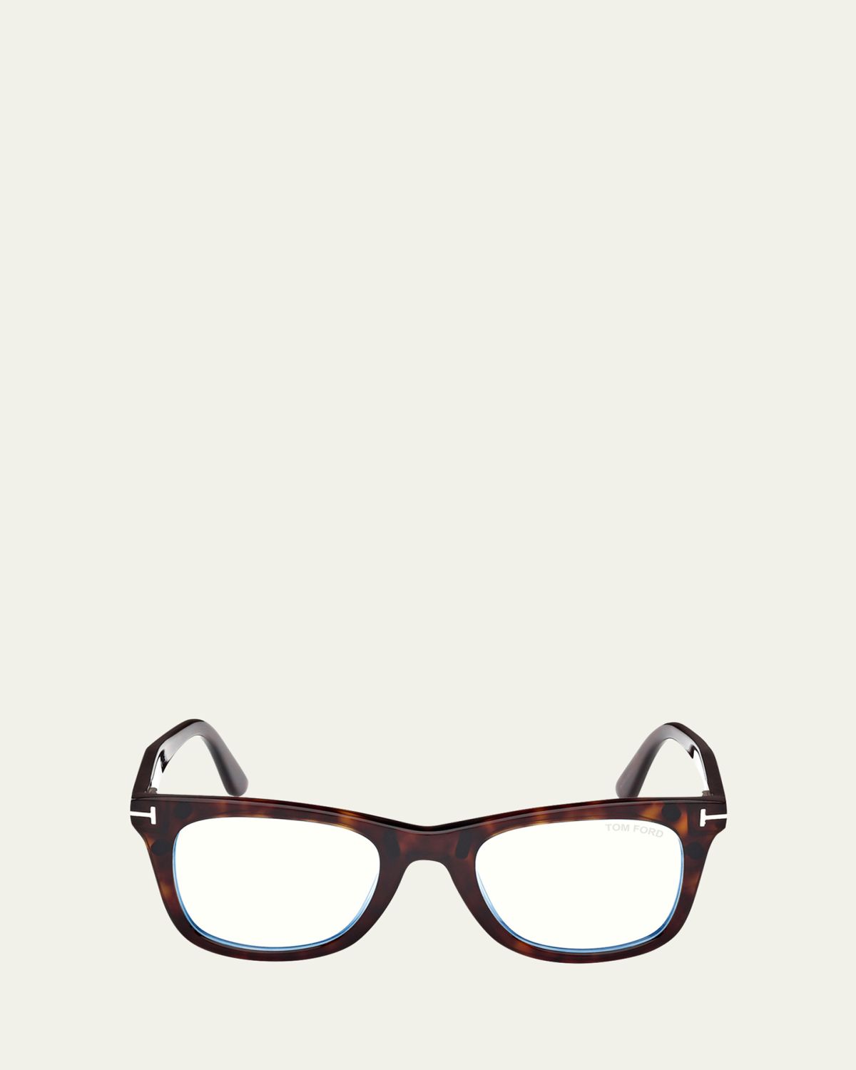 TOM FORD Men's Blue Light-Blocking Square Glasses with Clip-On Lenses