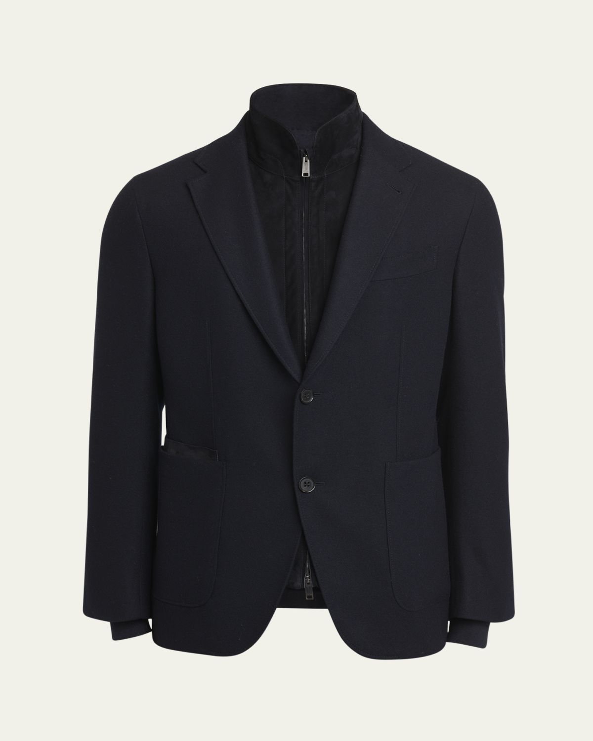ZEGNA Men's Trofeo Blazer with Suede Bib