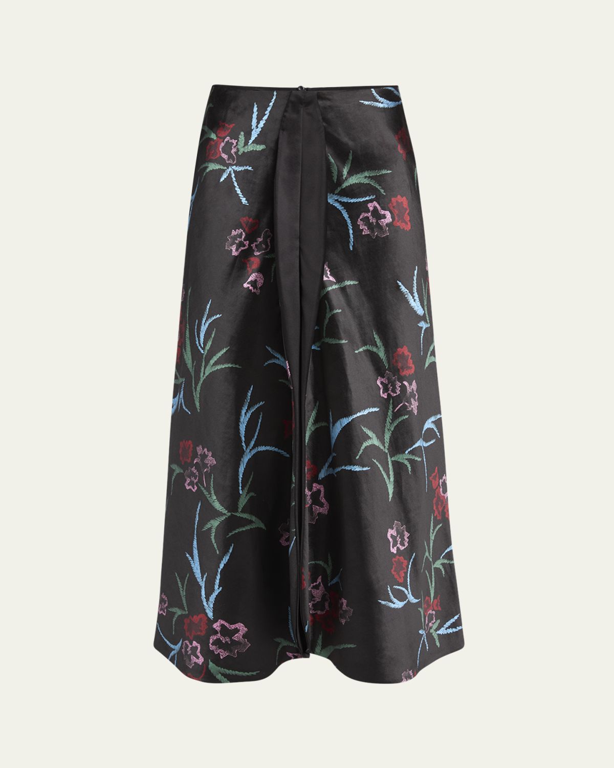 Giorgio Armani Floral Printed Maxi Silk Skirt with Pleated Center Panel