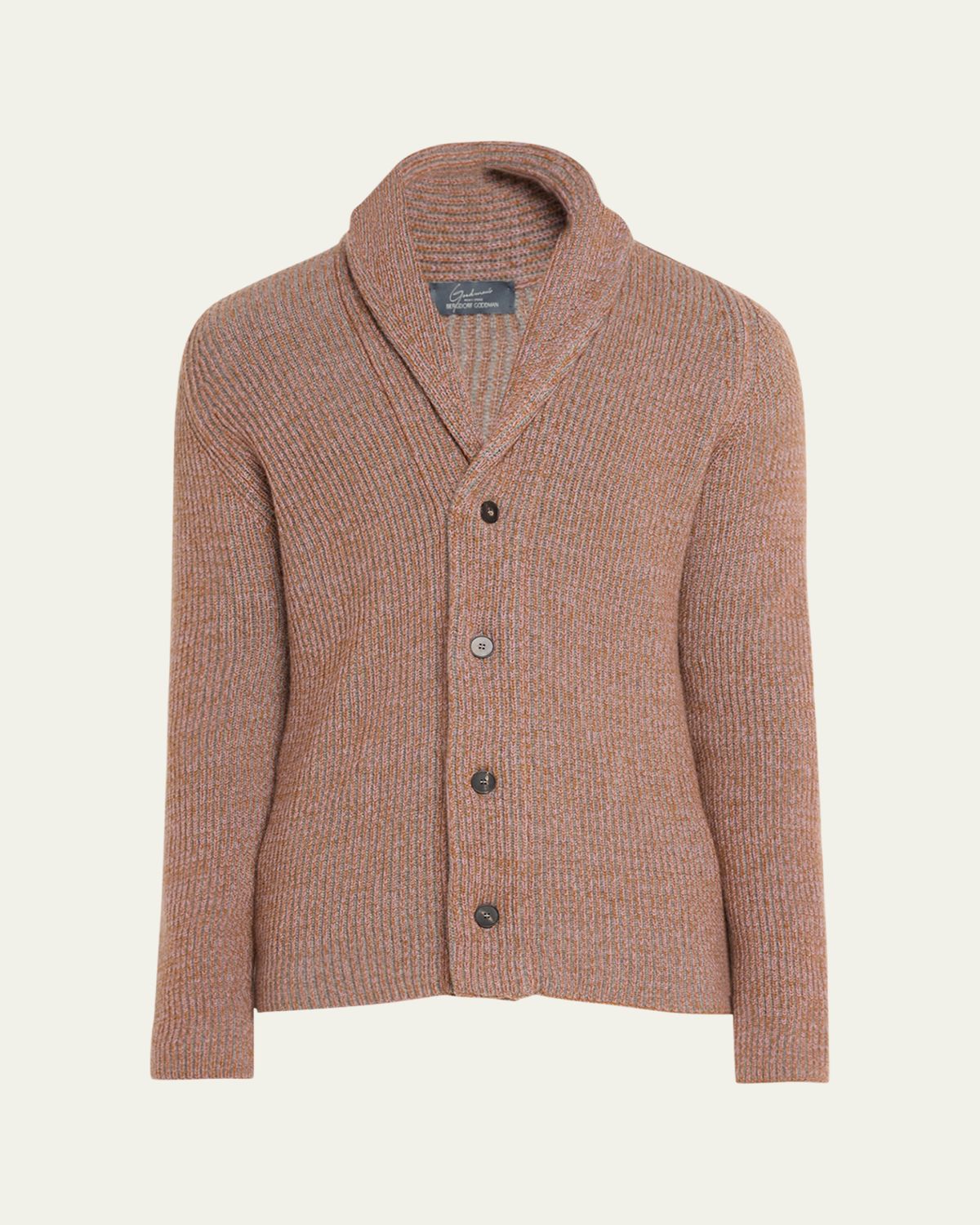 Bergdorf Goodman Men's Cashmere Tricolor Rib Cardigan Sweater