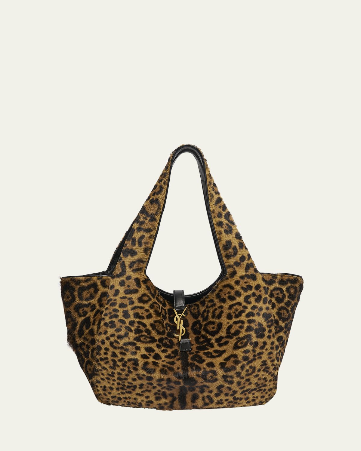 Saint Laurent Le 5 À 7 Bea YSL Leopard-Print Tote Bag in Calf Hair & Leather | Thumbnail 6