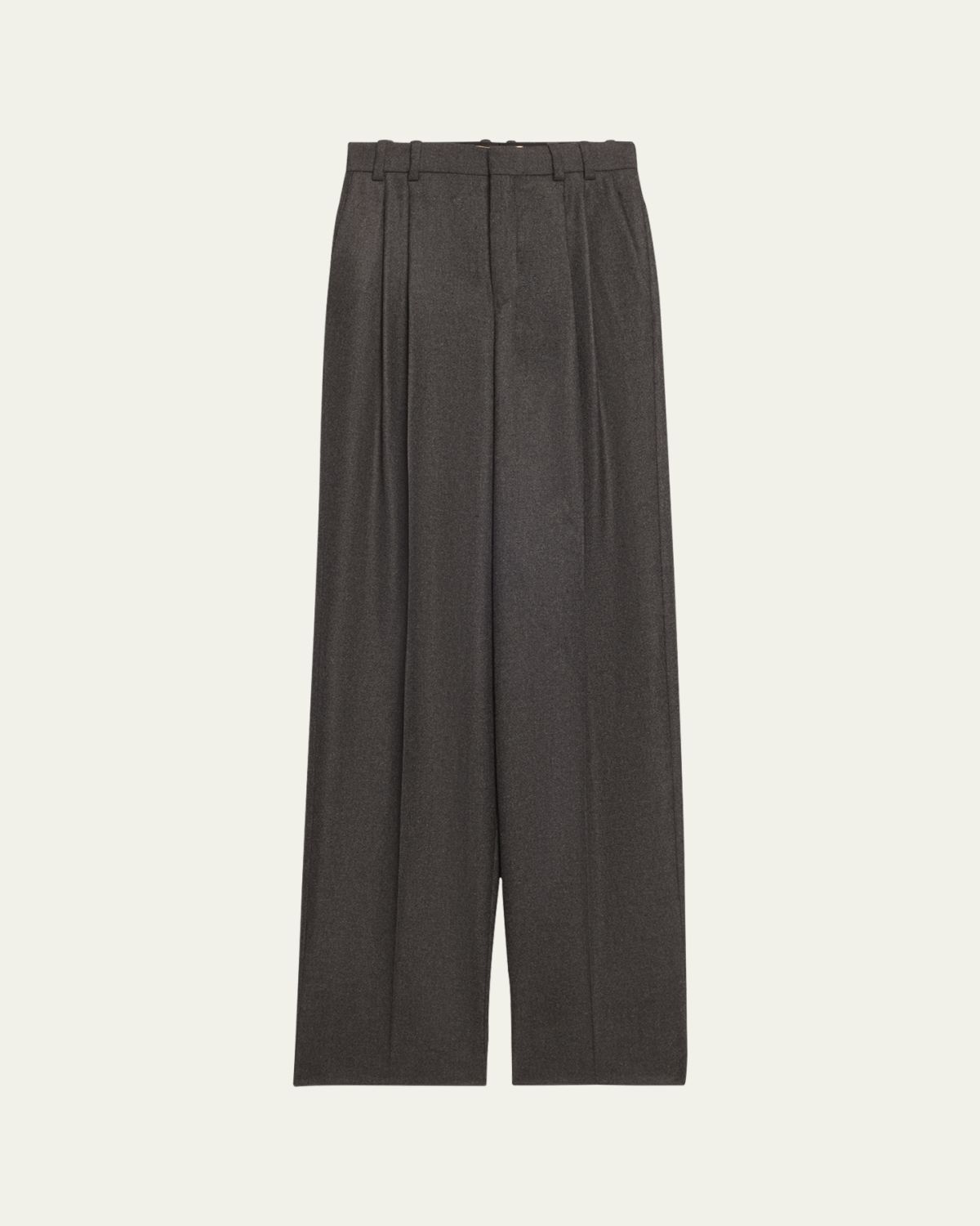Saint Laurent Wide-Leg Tailored Pants with Pleating