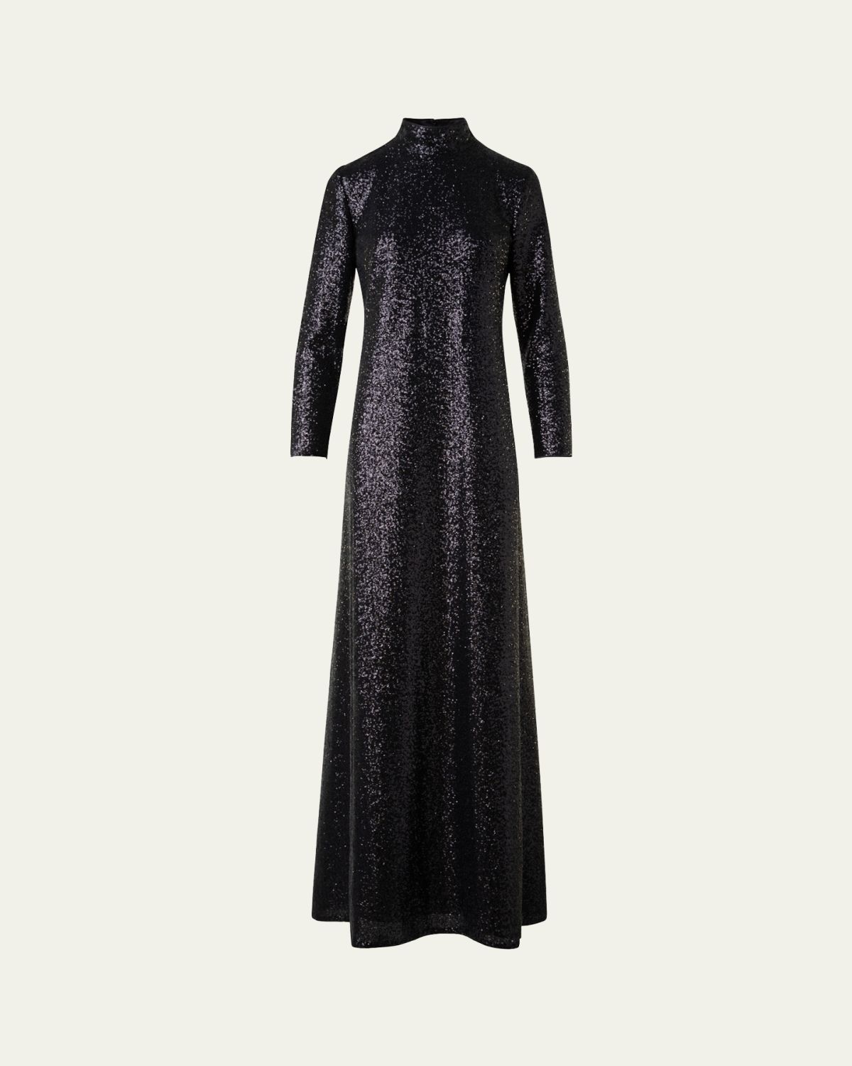Akris Sequined Jersey High-Neck Long Sleeve Gown