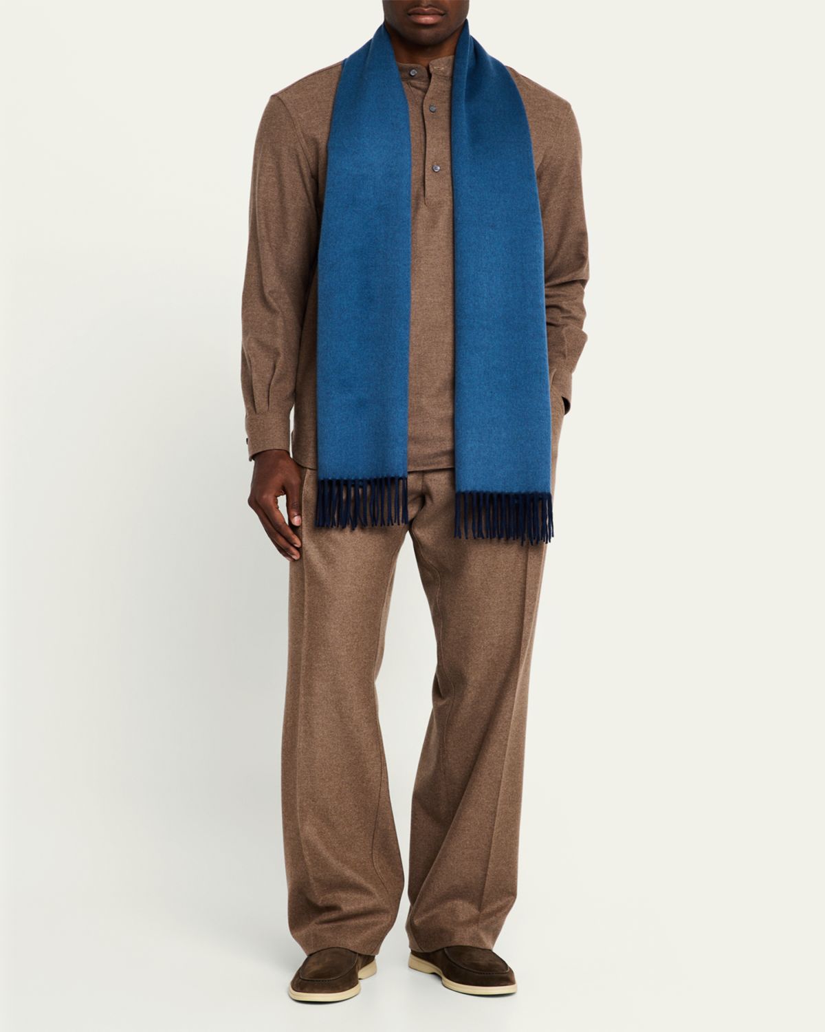 Loro Piana Men's Baby Cashmere Fringe Scarf | Thumbnail 2